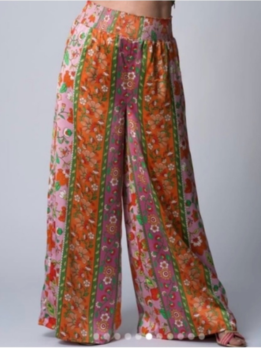 House of Harlow 1960 Satin Wide-Leg Pants  S Bohemian High Waist Lightweight